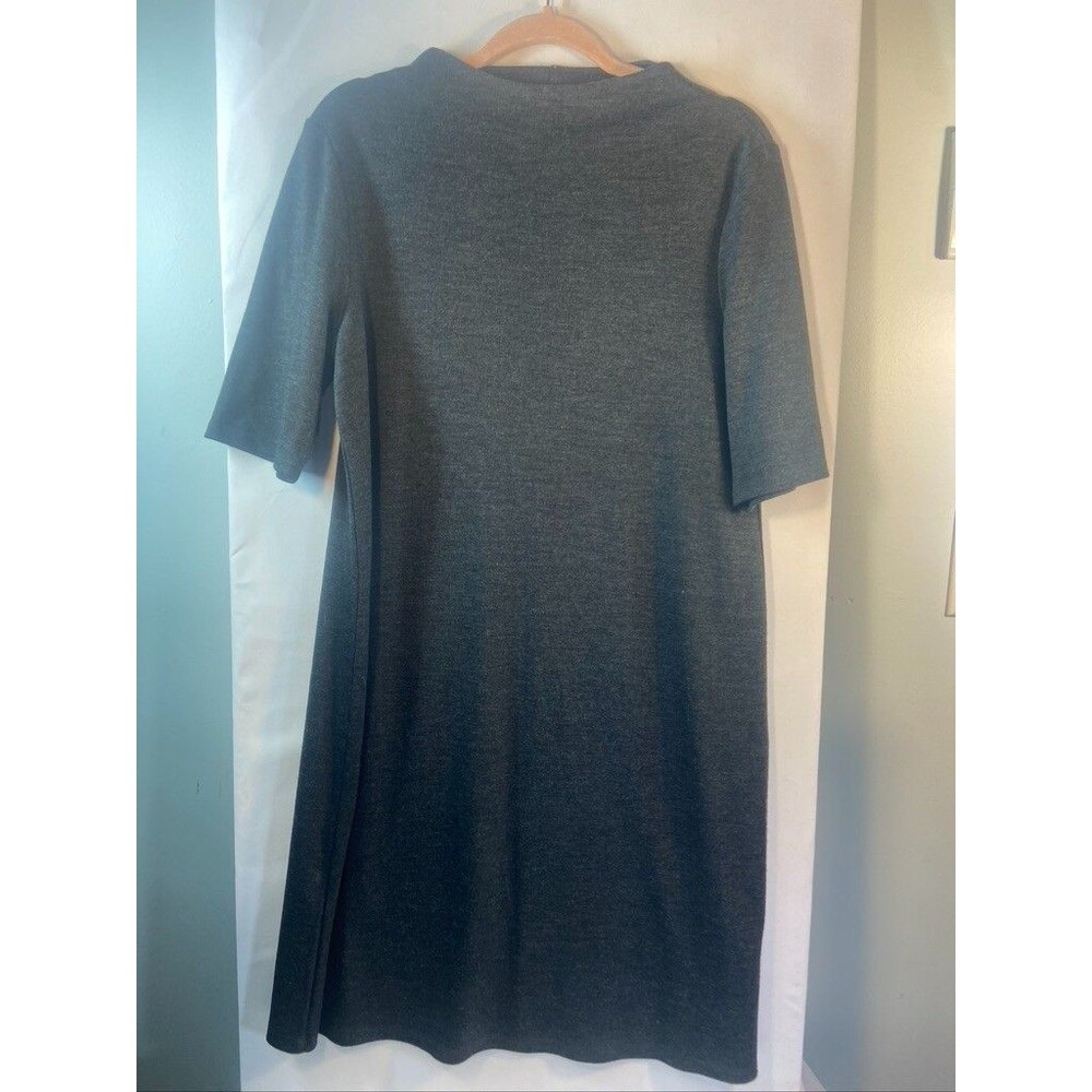 EILEEN FISHER WOMENS MED 100% WOOL GRAY SHORT SLEEVE DRESS